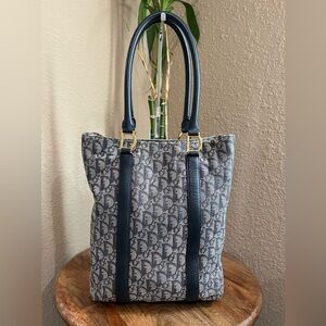 DIOR NAVY CANVAS TROTTER BAG